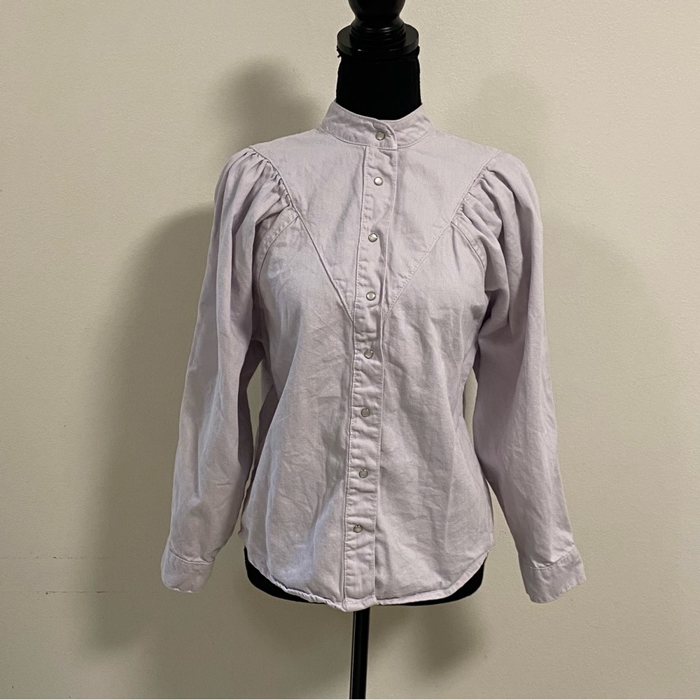 MNG by Mango Victorian Style button up Top Lavender Size 2